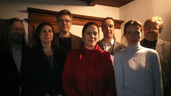 Die Akteure der Veranstalung v.l.n.r.: Uwe Lammla, Kerstin Klare, Hansjörg Rothe, Viola Grandke, Dietmar Schulze, Daniela Krien, Gregor Miklis. Foto: Oliver Guntner