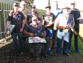 L to R Ash. Batey, Brian Hoyland, Steve Le Poidevin, Rhys McGauran, Brett Jory, Barry Ellis, Trevor Bussell. (sitting) - Alan Perryman.