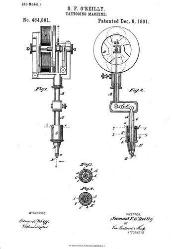 Máquina de tatuajes ideada por Samuel O'Reilly en 1891.