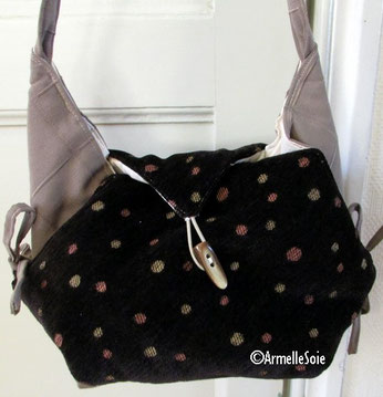sac,besace, cabas, original, fait main,fabriqué en France, noir et blanc,  femme, chic, gai, noie, blanc