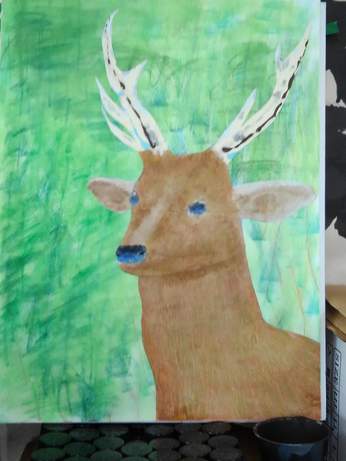 息子が描いた鹿の絵