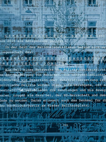 Gedenktafel für Verfolgte der NS-Militärjustiz Wehrmachtsuntersuchungsgefängnis XIX Zweigstelle Döbling 