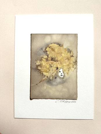 kleines Kunstwerk, Eco-Print mit Gesicht 