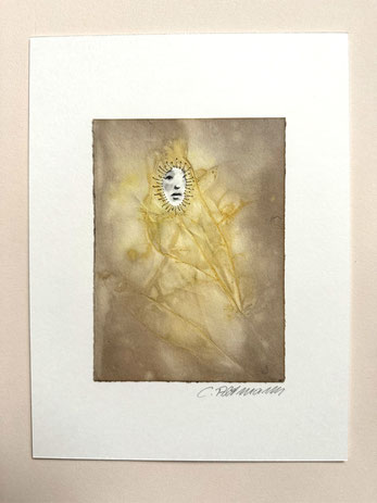 kleines Kunstwerk, Eco-Print mit Gesicht