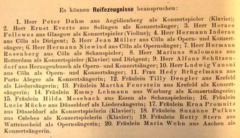 Bekanntmachung der Reifezeugnisse am Kölner Konservatorium, Jahresbericht 1903 (vergrösserbar durch Klick auf Foto)