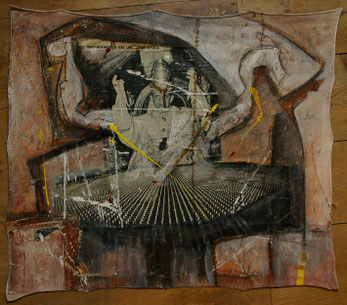 Collage et acrylique sur toile 67x 75