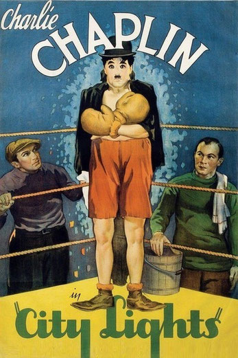 1931 film poster of "City Lights" that Meher Baba saw in this cinema.