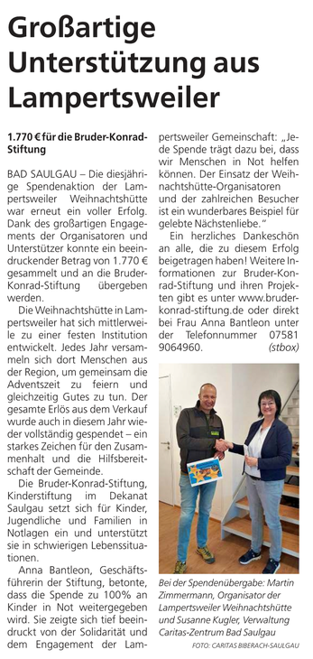 Organisator M. Zimmermann, Caritas S. Kugler