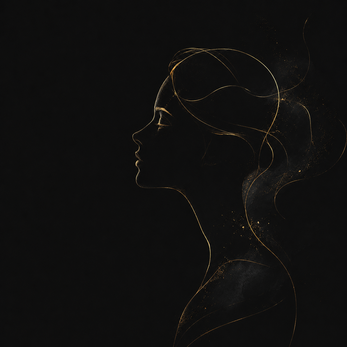 黒と金の抽象ポートレートのAIアート画像