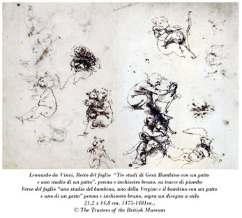 Leonardo da Vinci_Studio del Bambino con il gatto_British Museum Londra