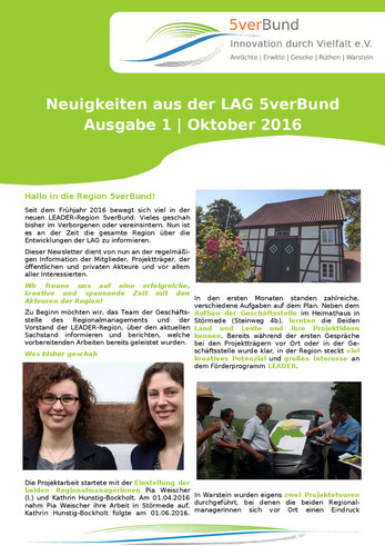 Erste Seite des neuen 5verBund-Newsletters