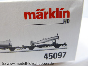 Märklin 45097 Wagen-Set - 6 Flachwagen und 1 Güterzug-Begleitwagen DRG Flugzeug-Transport Me 109    