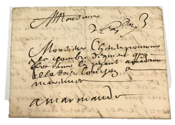 La lettre postée à Castelnaudary en 1676. Coll. R. Glavier
