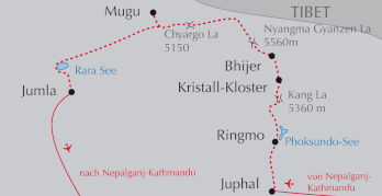 Landkarte Trekking in Dolpo in Westnepal