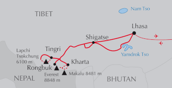 Landkarte Reise Trekking zum Mount Everest