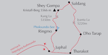 Landkarte Trekking in Dolpo in Westnepal