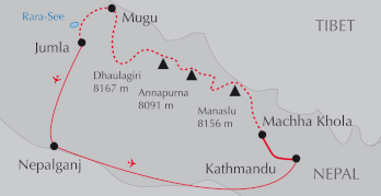 Landkarte Trekking Great Himalaya Trail