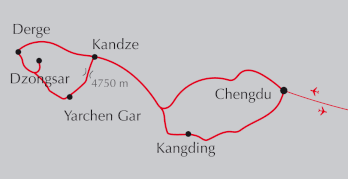 Landkarte zur Reise Authentisches Kham im Osten von Tibet