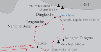 Landkarte Trekking-Reise Mera Peak beim Mount Everest in Nepal