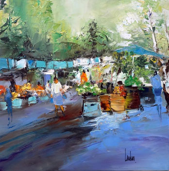 "Emeraude et tivolis" - 50x50 