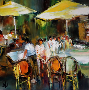 "Parasols ouverts" - 50x50 