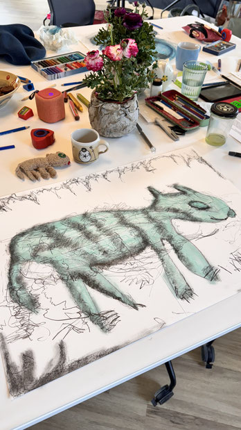 Workshop Intuitives Zeichnen. Arbeit von Ines K.