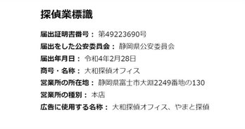 探偵業法　標識明示