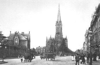 Josefskirche mit Spitze um 1920