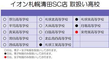 学生服のタナカ 西友清田店 取扱い高校
