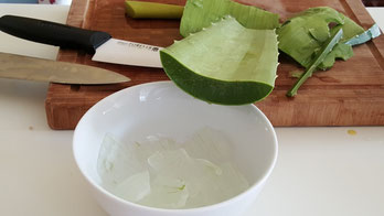 Utilisation de l'Aloe vera dans une recette de cuisine.