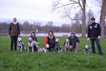 Bianca mit Sonic, Judy mit DaVinci, Joanna mit Amy und Jill, Daniel mit Rosa und Jens mit Pepper (v.l.n.r.)