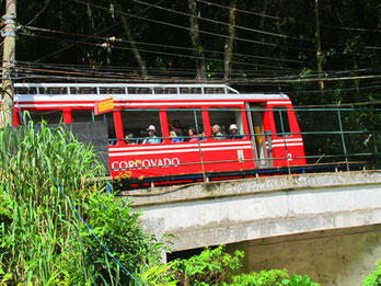 die rote Corovado-Zahnrad-Bahn