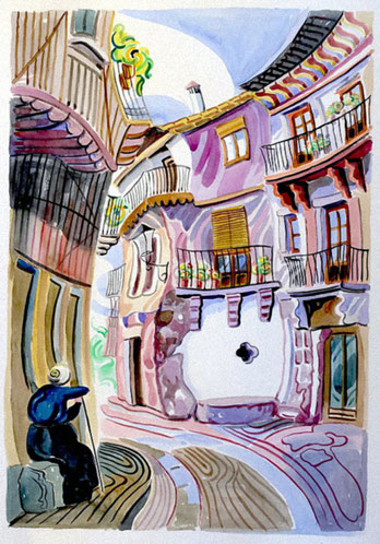 CALLE TABLAO (LA ALBERCA). Aquarelle sur papier pressé. 76 x 56 x 1 cm.