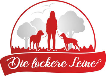 Logo der Hundeschule "Die lockere Leine" in den Farben Rot und Weiß gehalten.