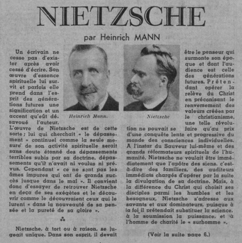 Nietzsche et Heinrich Mann