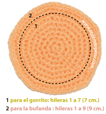 conjunto de bufanda y gorro para niños en dos agujas y crochet