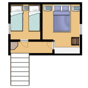 Grundriss Obergeschoss mit den beiden Schlafzimmern