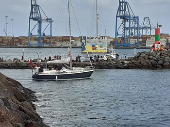 10. November 2019, Cape Town odchádza z prístavu v Las Palmas, Kanárske ostrovy, na štartovaciu líniu.