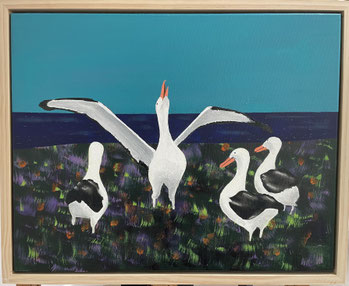 "The Call of the Albatross" 55cm X 45cm Acrylic on canvas, pinewood frame $350 (excluding freight)