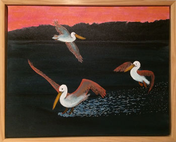 "Landing on the Noosa River" 54cm x 44cm Multimedia on canvas, pinewood frame $400 (excluding freight)