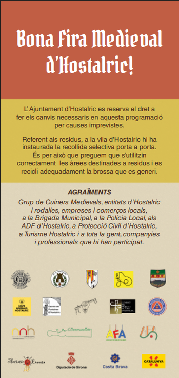 Programa de la Fira Medieval d Hostalric