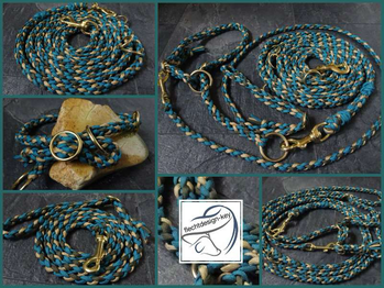 Reiterleine, Reitleine, 3-teilig aus Paracord 8-fach round braid