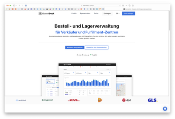 Screenshot der Channeldock-Website
