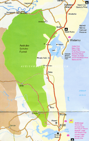 Mappa Riserva Forestale Arabuko Sokoke
