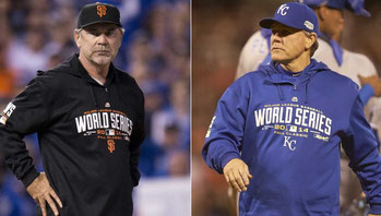 Nella foto Bruce Bochy (San Francisco) e Ned Yost (Kansas City)