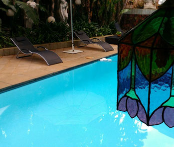 The tranquil gardens and pool at Villa Simmone in Johannesburg, South Africa. Dante Harker