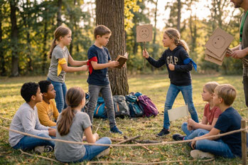 Teambuilding für Schulklassen — Schüler:innen in einem Rollenspiel gegen Mobbing und Ausgrenzung