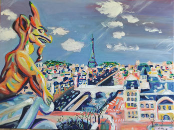 Peinture à l'huile de Claire Allard, "Je veille..."