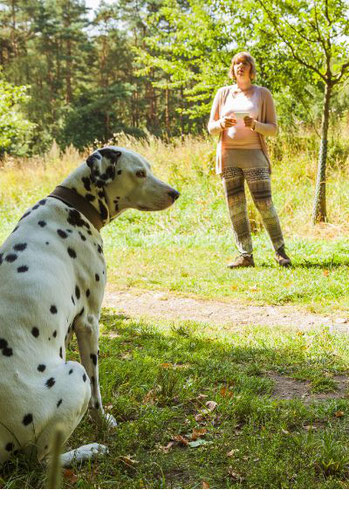 Hundetrainerin Rebecca Weiß aus Hamburg mit einem Welpen aus ihrem Welpenkurs