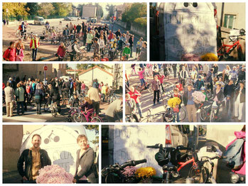Le 1er novembre 2014, l'écologie pour Saint-Chamond a mobilisé cyclistes et non cyclistes pour un hommage à la piste cyclable sacrifiée